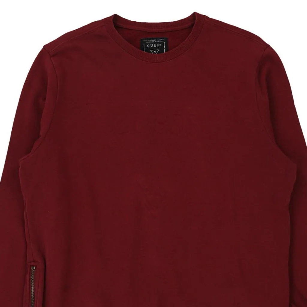 Guess Sweatshirt - Medium Burgundy Cotton Blend