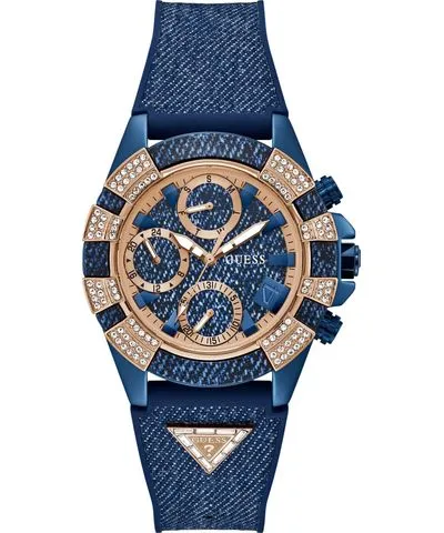 Guess Women's Multi-Function Blue Denim/Silicone Watch 39mm