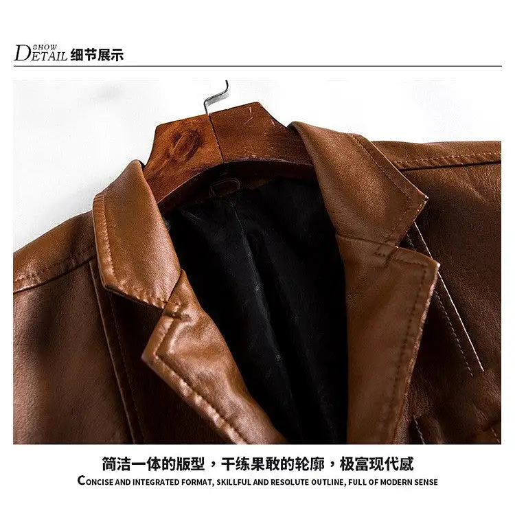 INSTOCK - Men's casual PU leather slim motorcycle jacket.