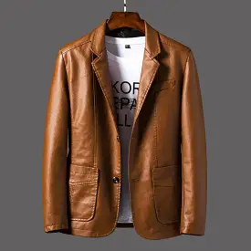 INSTOCK - Men's casual PU leather slim motorcycle jacket.