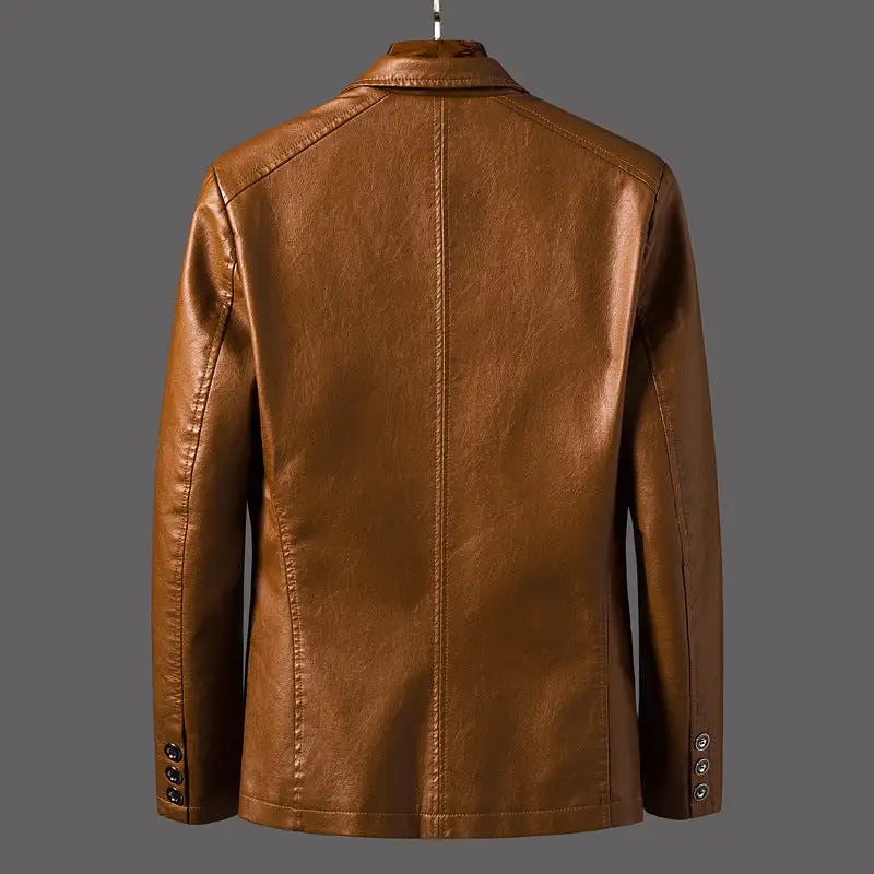 INSTOCK - Men's casual PU leather slim motorcycle jacket.