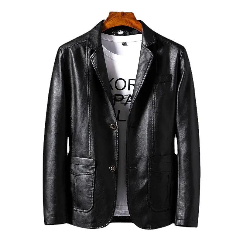 INSTOCK - Men's casual PU leather slim motorcycle jacket.