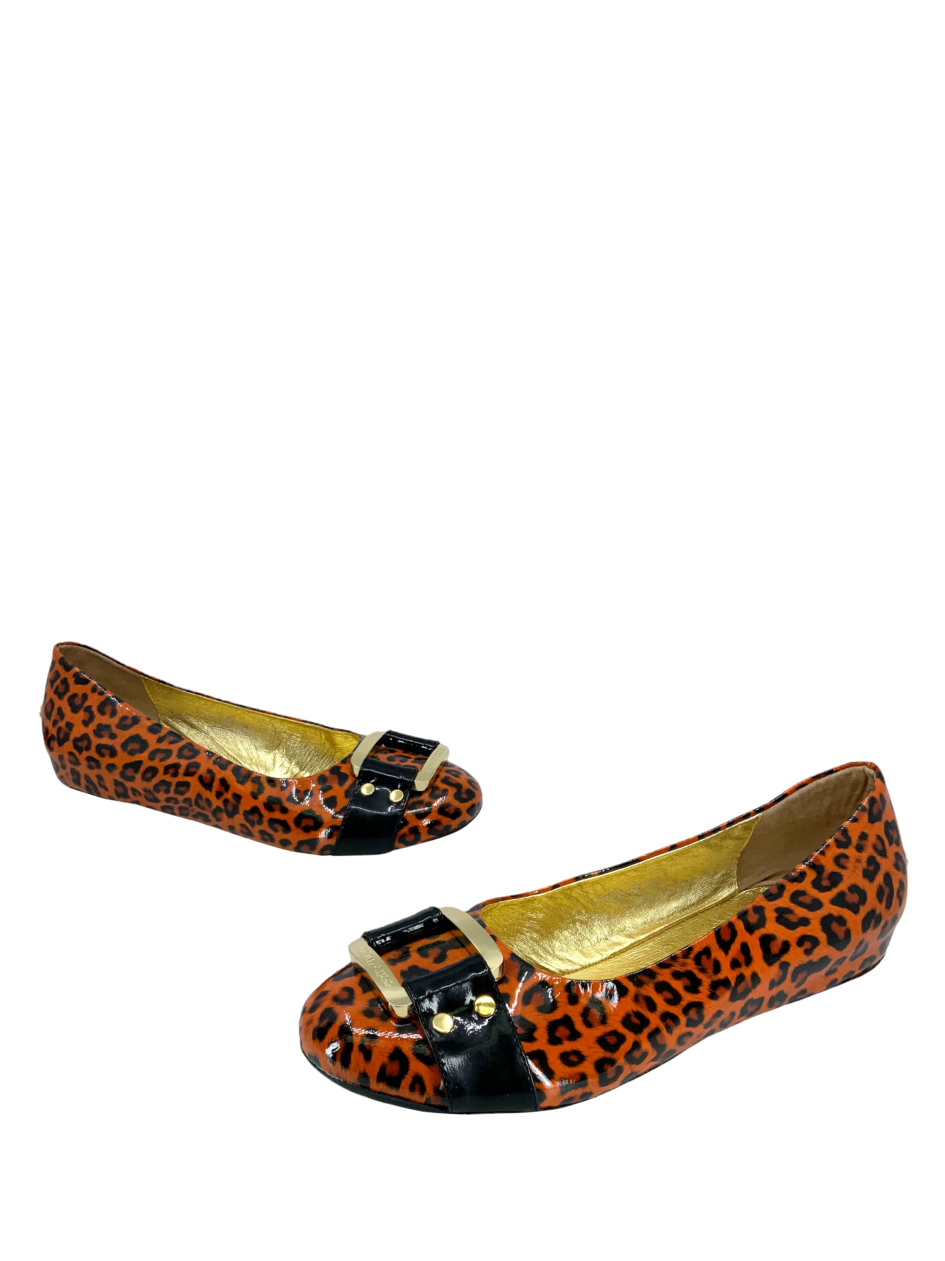 Jimmy Choo Leopard Printed Patent Leather Morse Ballet Flats Size 9