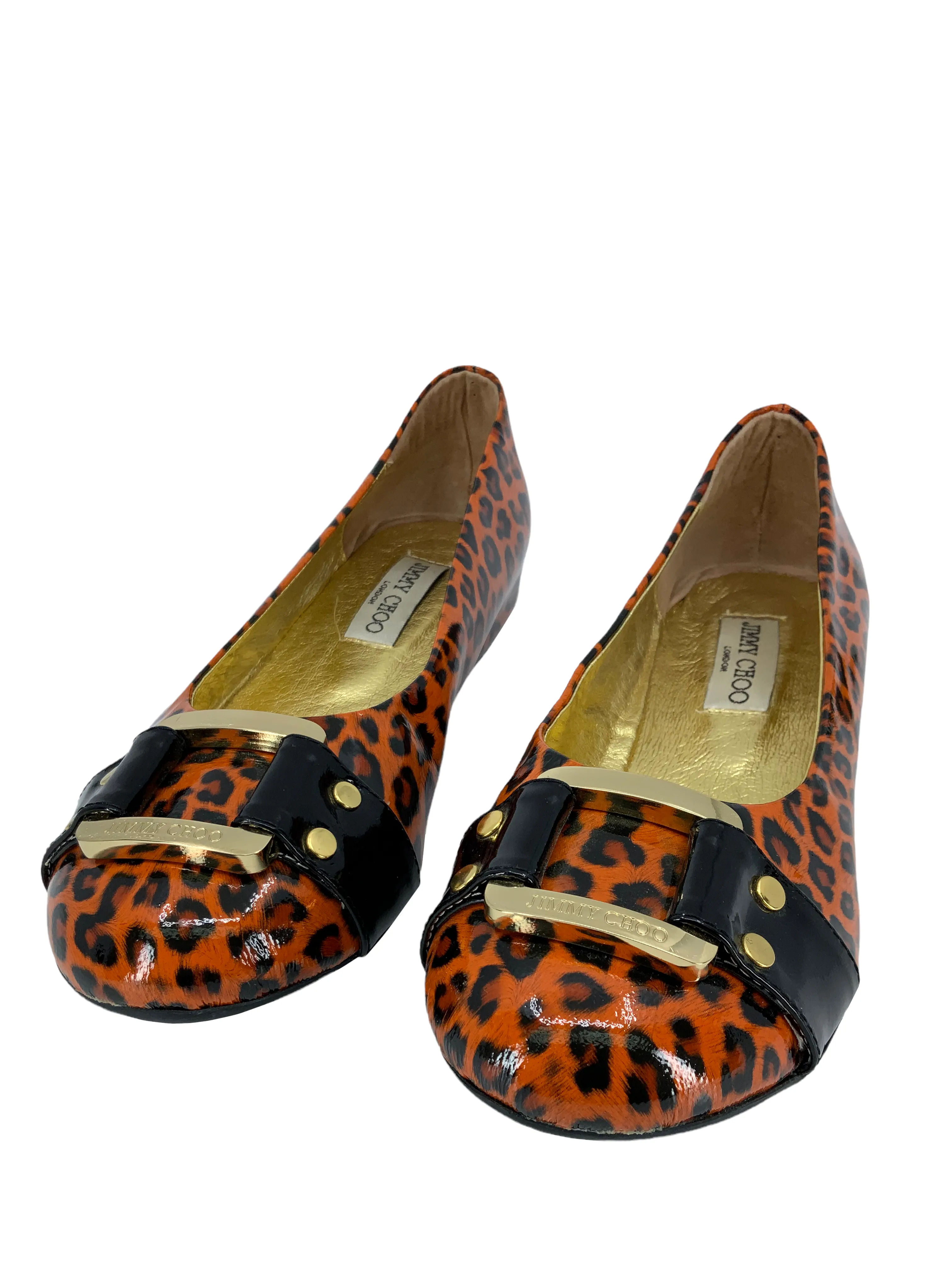 Jimmy Choo Leopard Printed Patent Leather Morse Ballet Flats Size 9