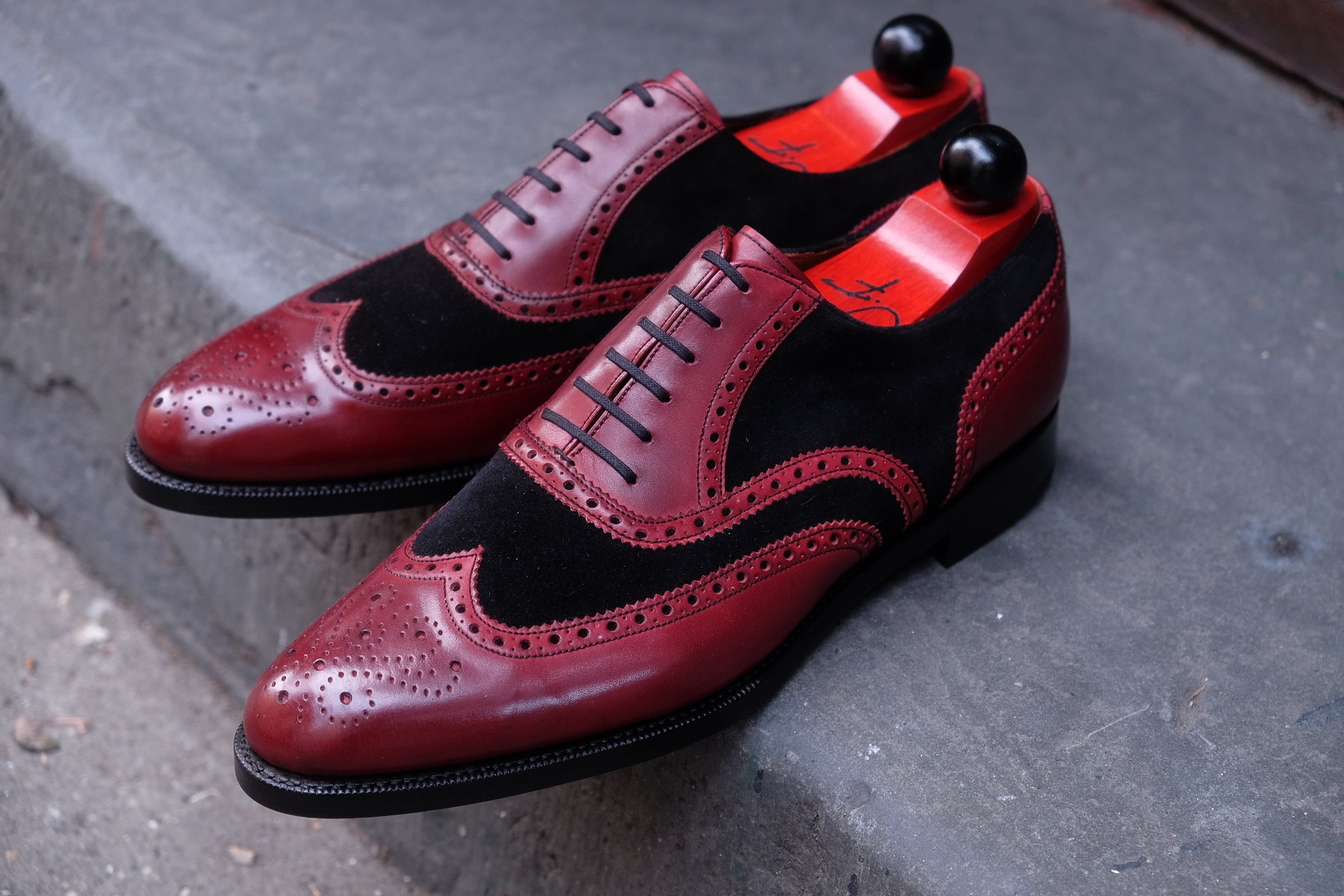 Kitsap - MTO - Burgundy Calf / Black Suede - TMG Last - City Rubber Leather Sole