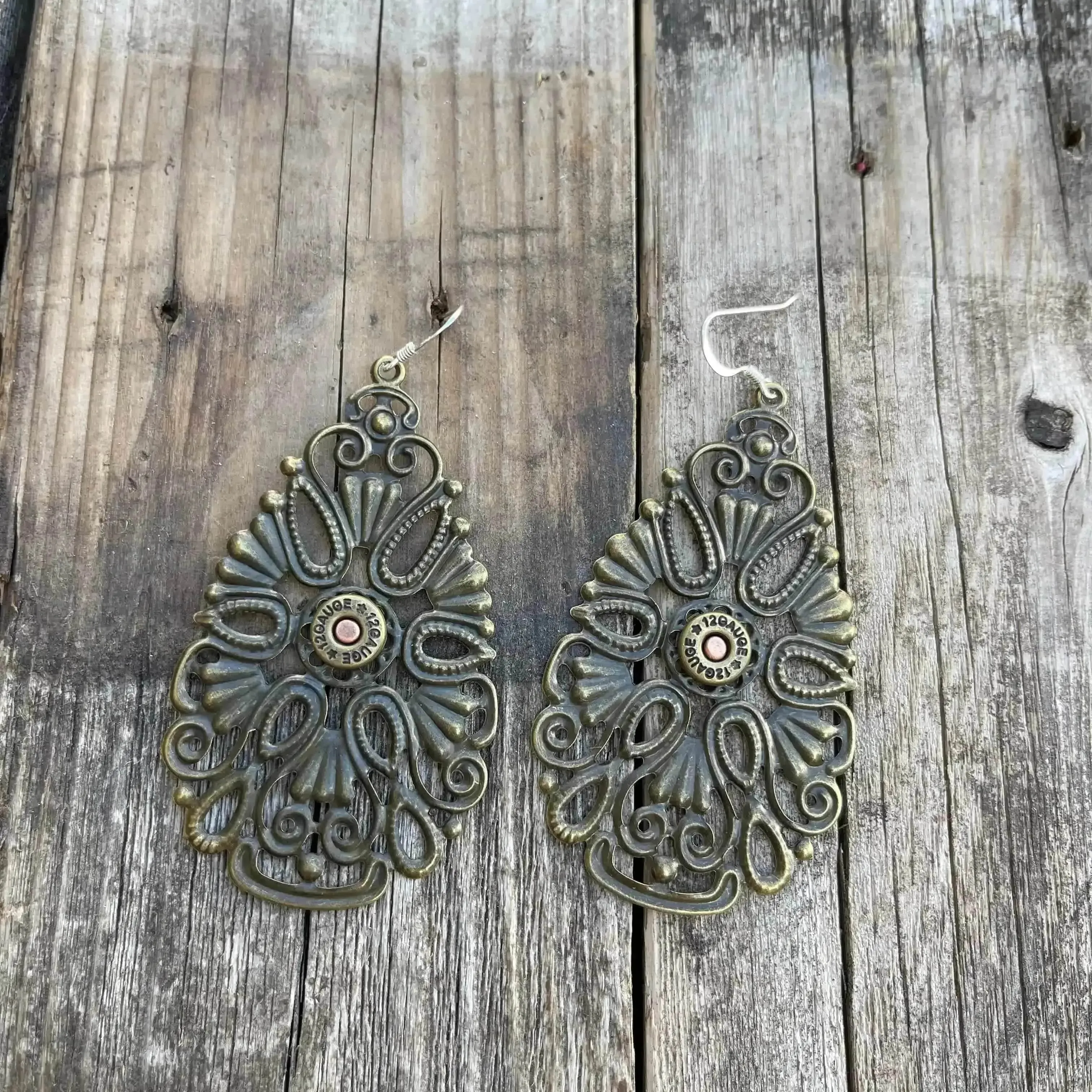 Large Bullet Filigree Earrings