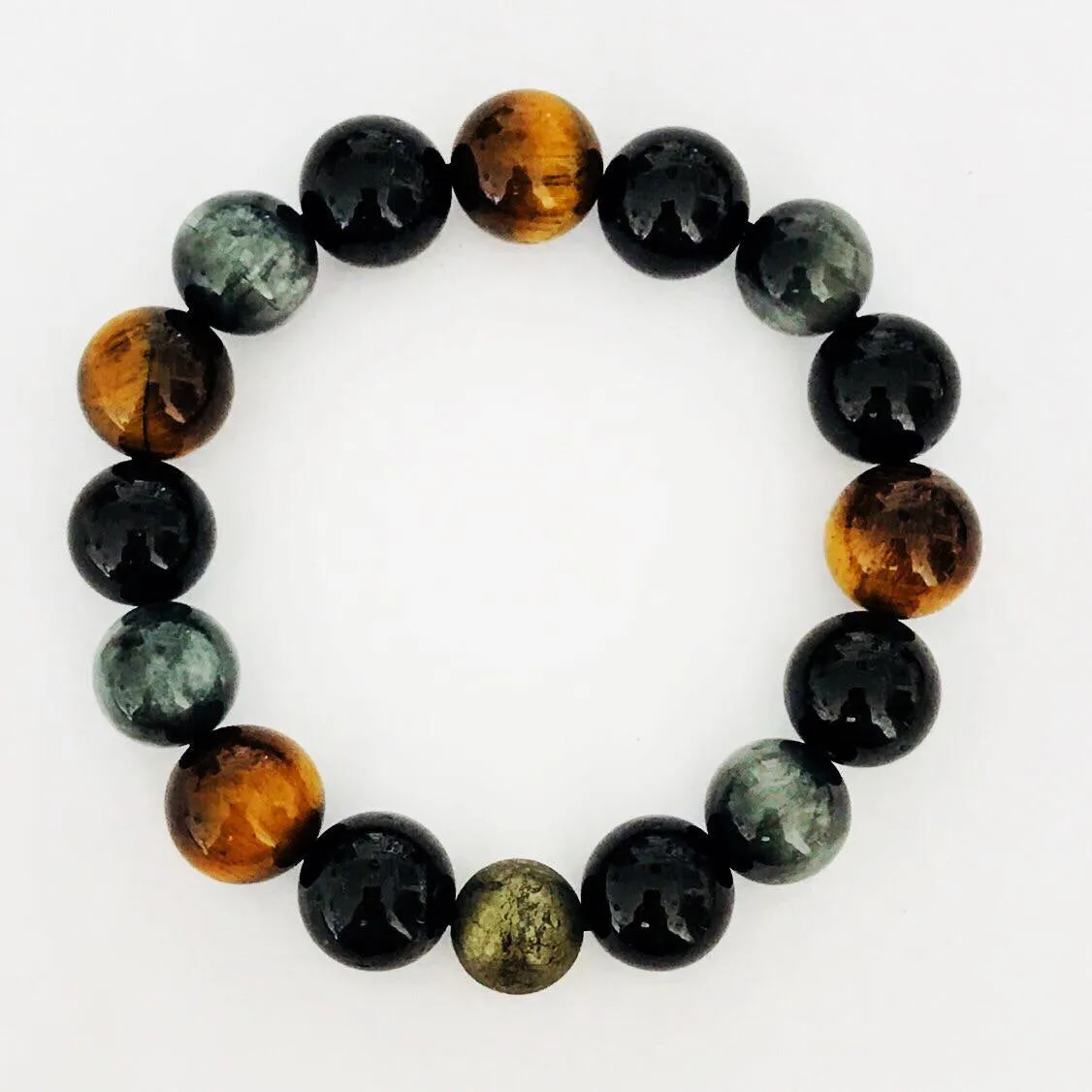 Luxury Tigereye, Hawk’s Eye & Black Tourmaline Men Bracelet