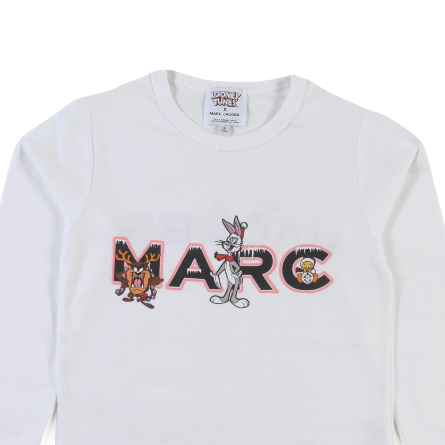 Marc Jacobs Long White Looney Tunes T-Shirt For Girls