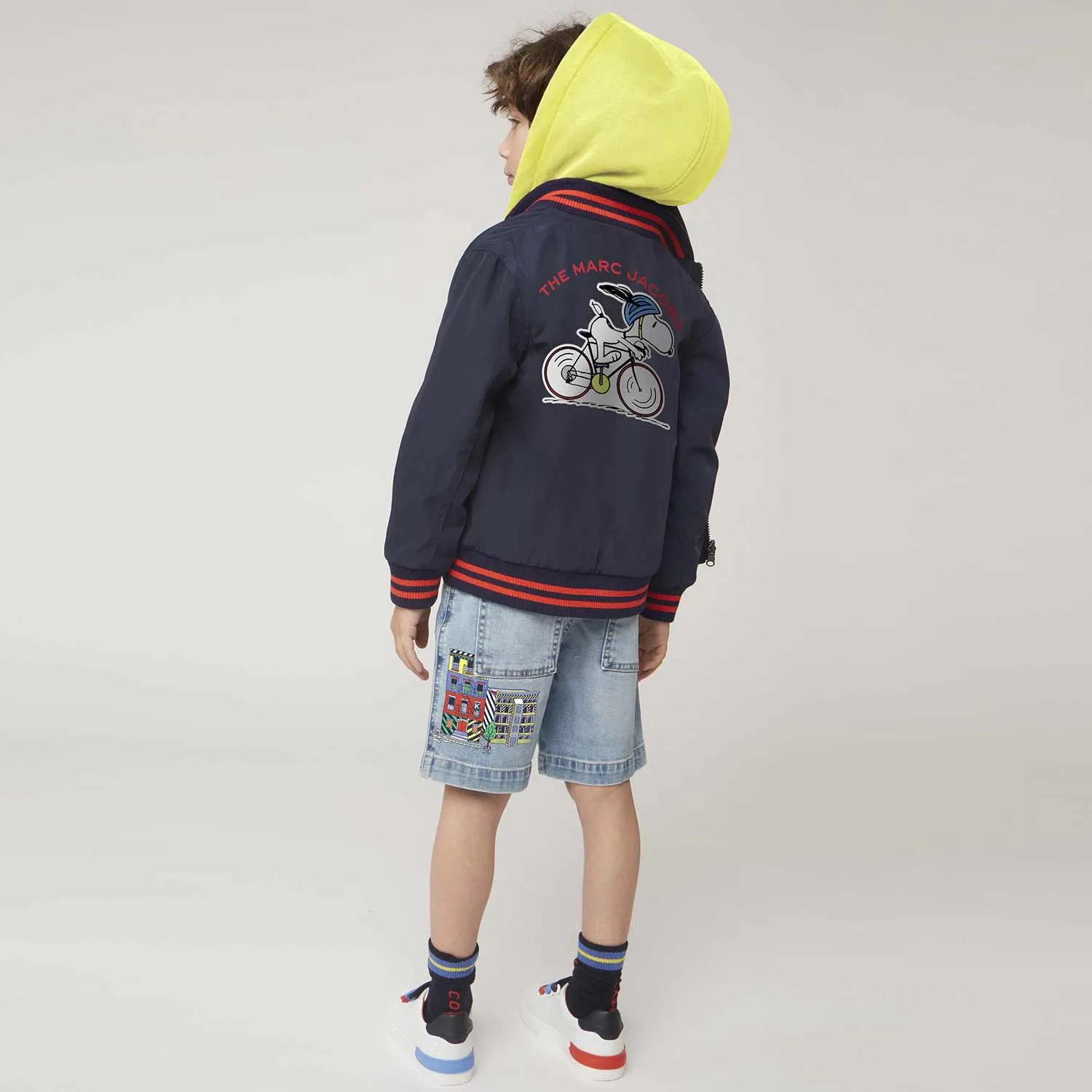 Marc Jacobs Reversible Blue And Yellow Peanuts Jacket For Kids