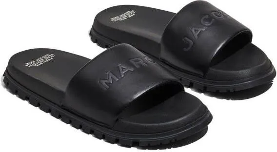 Marc Jacobs The Leather Slide logo-embossed slides Black