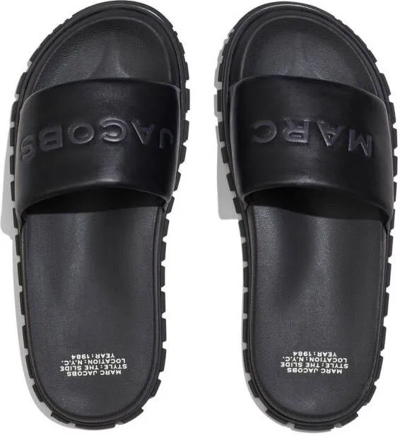 Marc Jacobs The Leather Slide logo-embossed slides Black