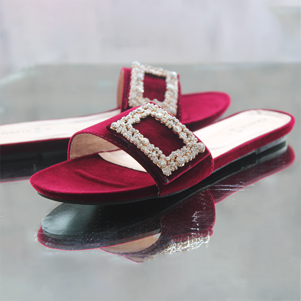 Maroon Fancy Slippers for women