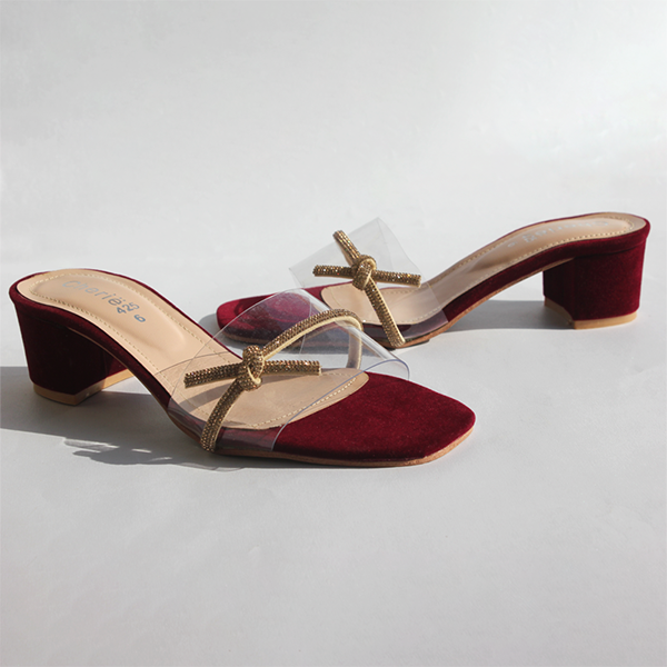 Maroon Heel Slippers for women