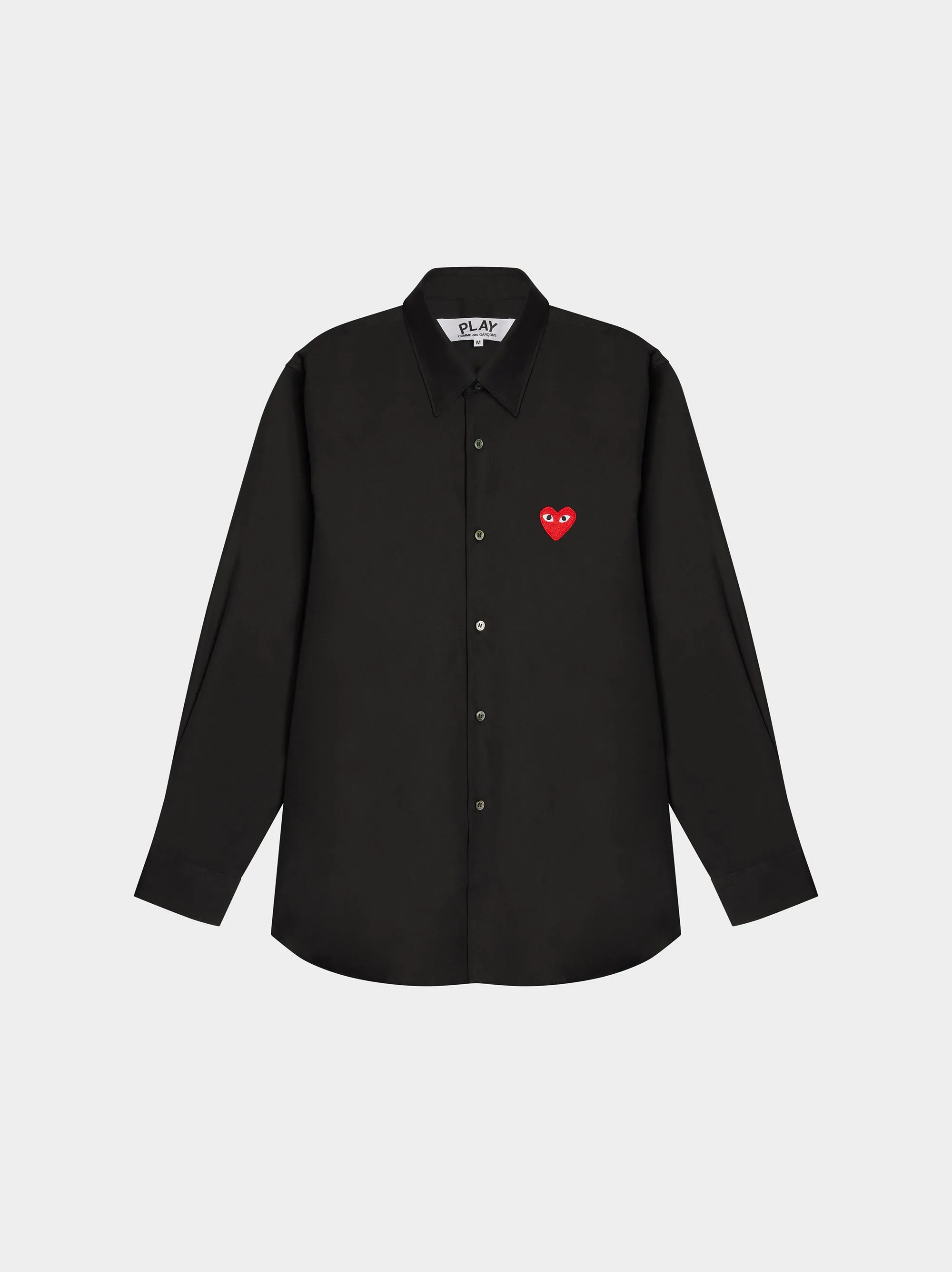 Men Red Heart Shirt Woven, Black