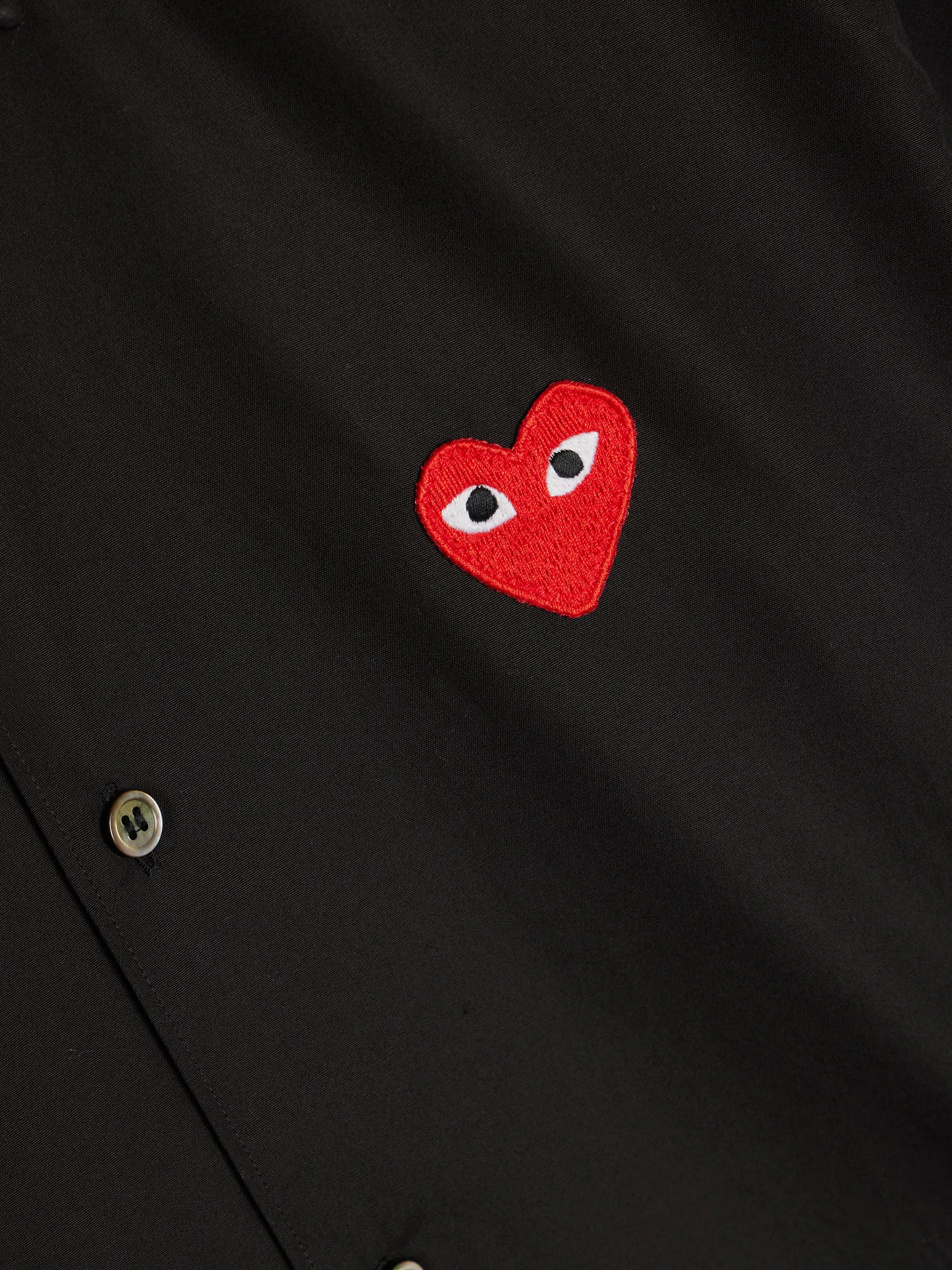 Men Red Heart Shirt Woven, Black