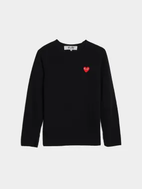 Men Red Heart Sweatshirt, Black