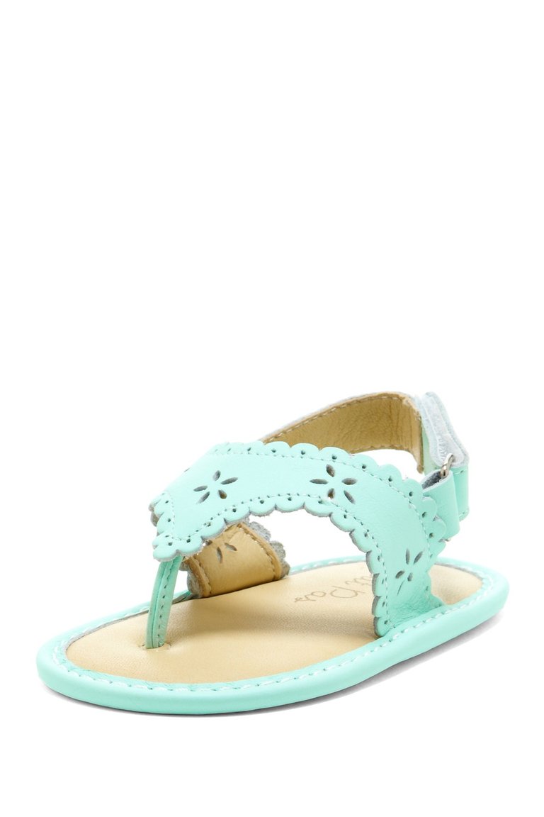 Mint Green Eyelet Scalloped Sandals