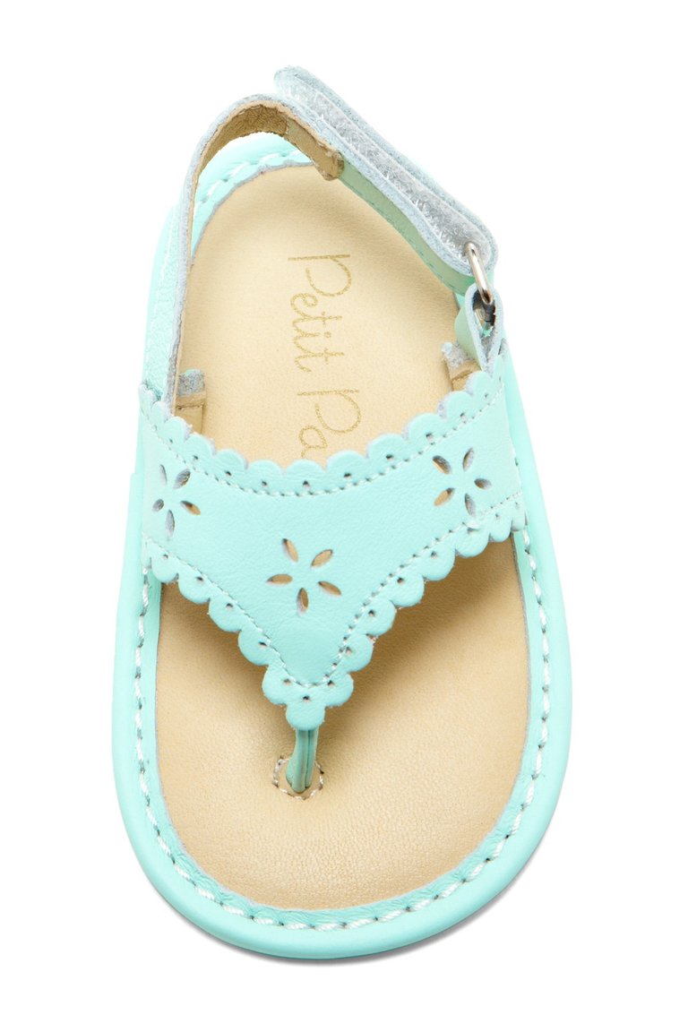 Mint Green Eyelet Scalloped Sandals