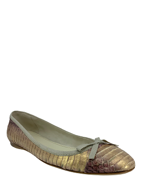 Miu Miu Metallic Snakeskin Ballet Flats Size 8