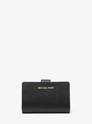 MK Medium Crossgrain Leather Wallet - Black - Michael Kors