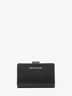 MK Medium Crossgrain Leather Wallet - Black - Michael Kors