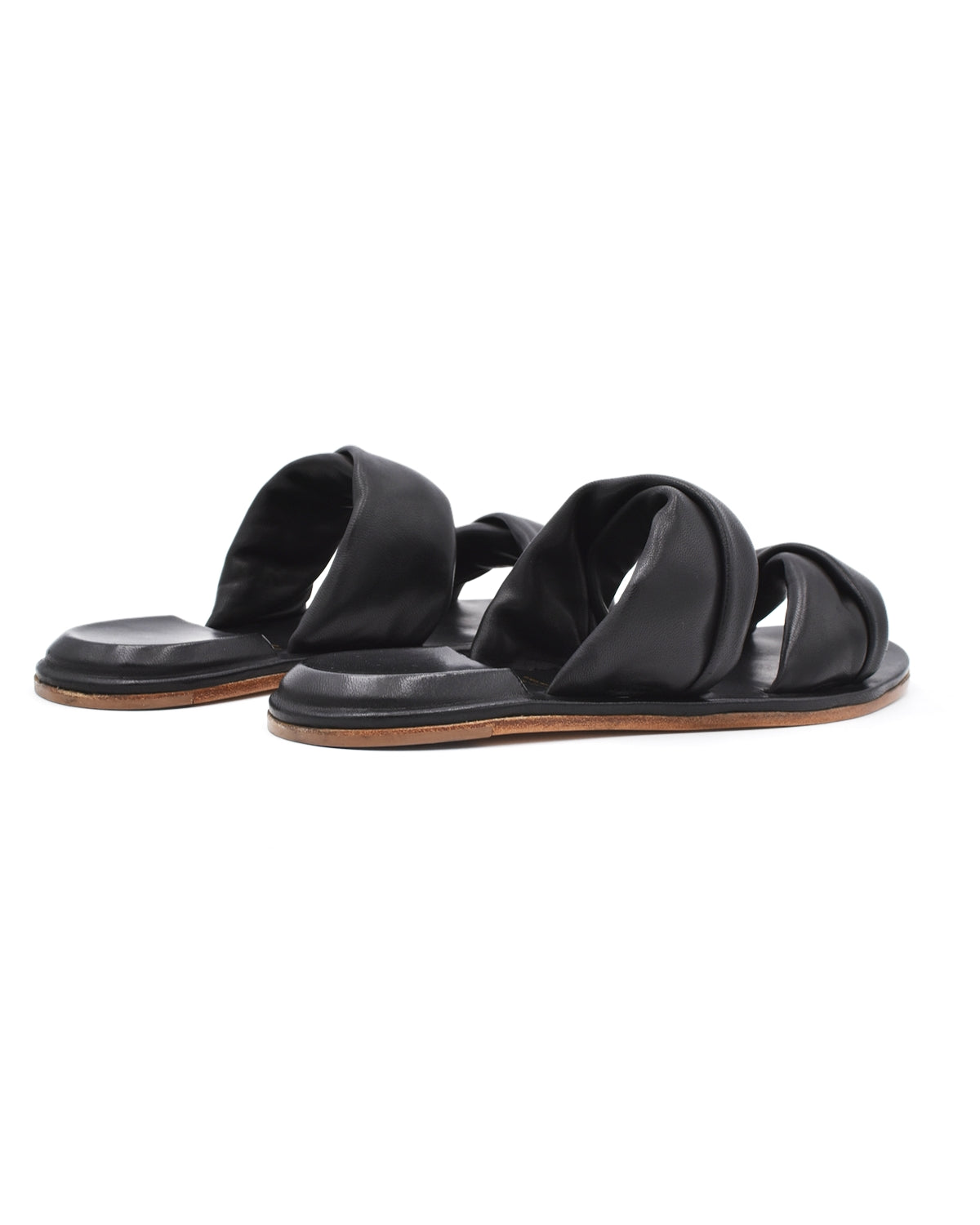 Officine Creative Cybille Black Puff Strap Flat Sandal