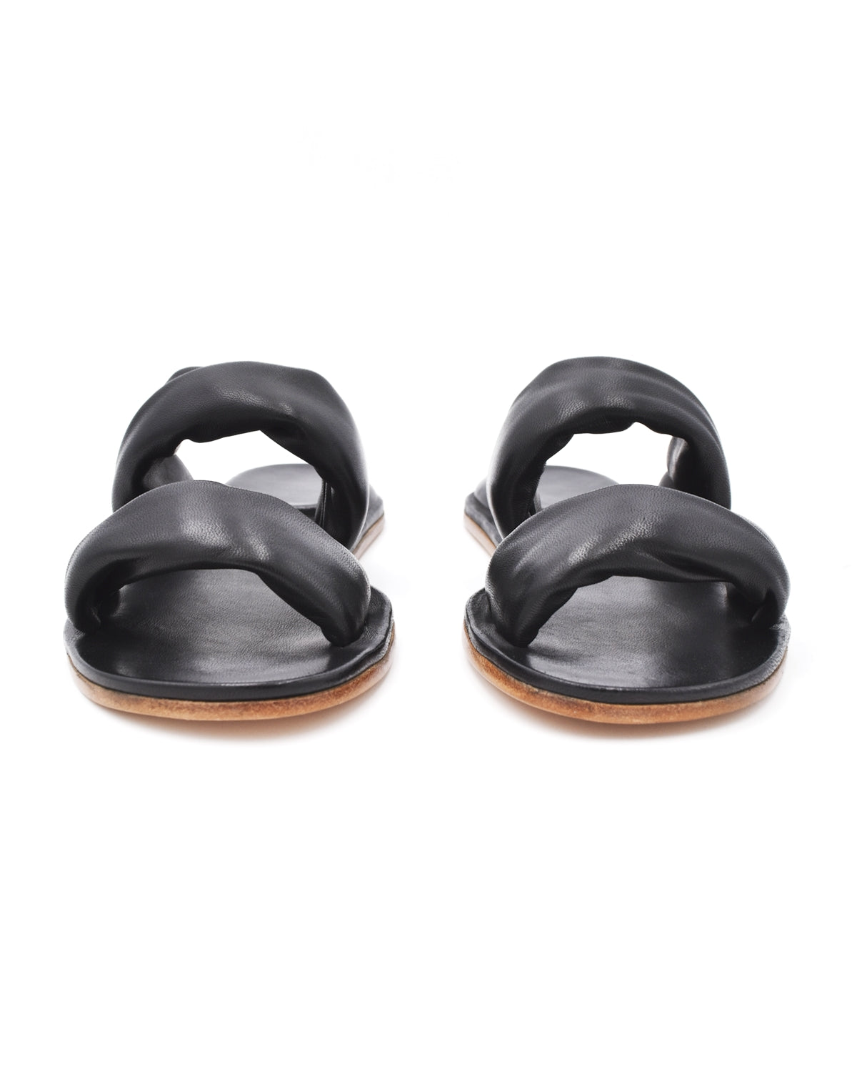 Officine Creative Cybille Black Puff Strap Flat Sandal