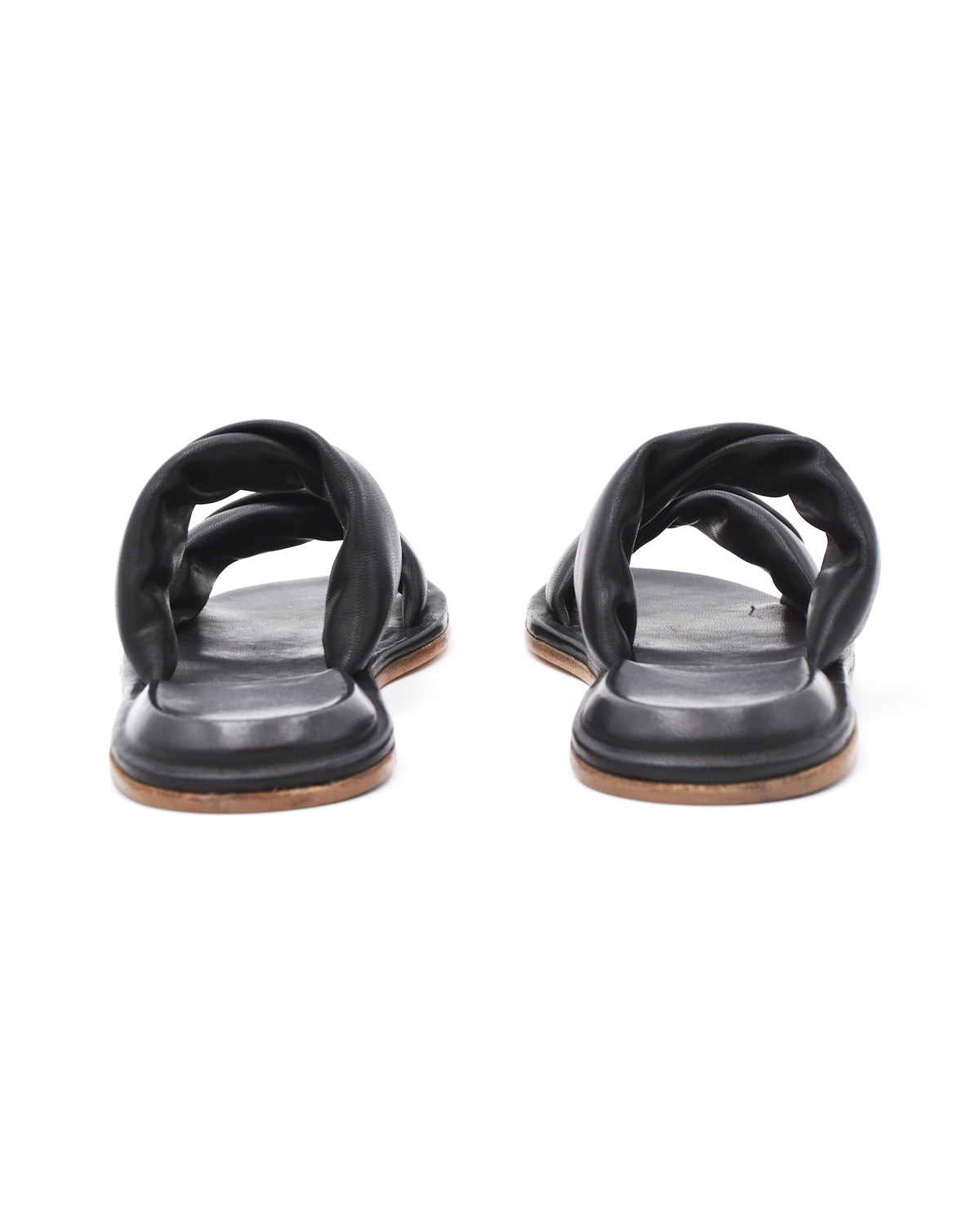 Officine Creative Cybille Black Puff Strap Flat Sandal