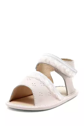 Pale Pink Eyelet Ruffle Sandals