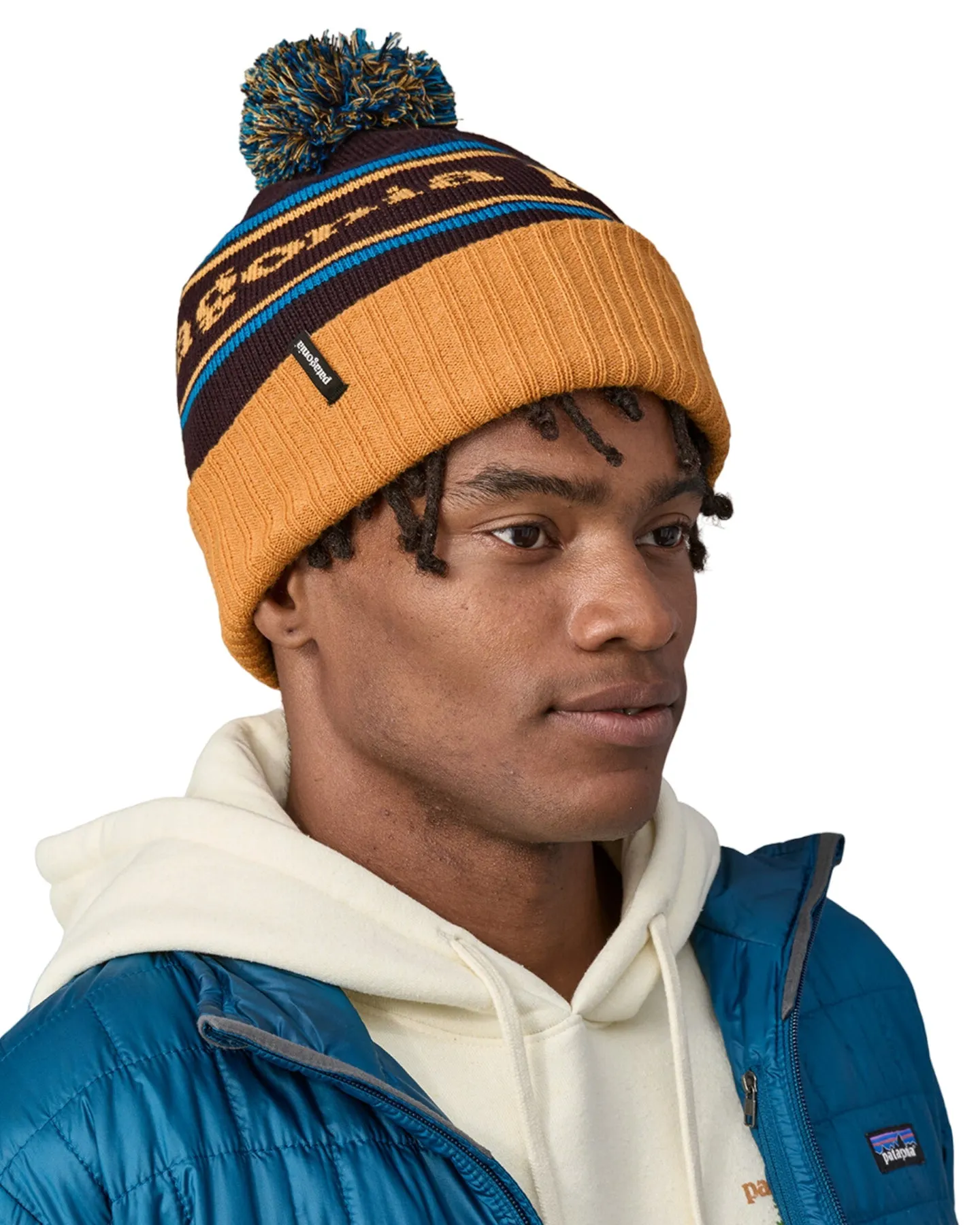 Patagonia Powder Town Beanie - Park Stripe: Dried Mango