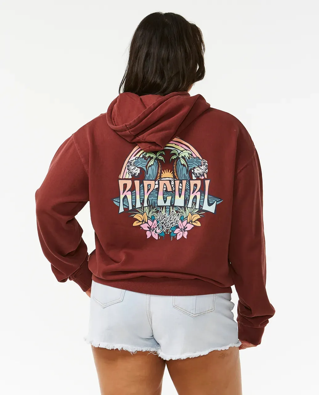 RIPCURL BLOCK PARTY RELAXED HOODY - PLUM