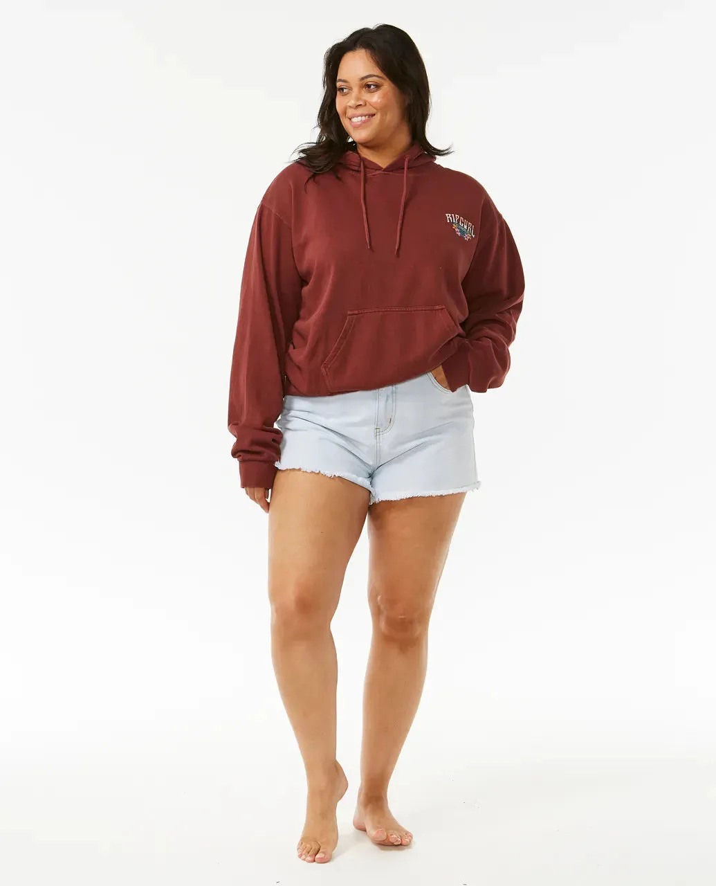 RIPCURL BLOCK PARTY RELAXED HOODY - PLUM