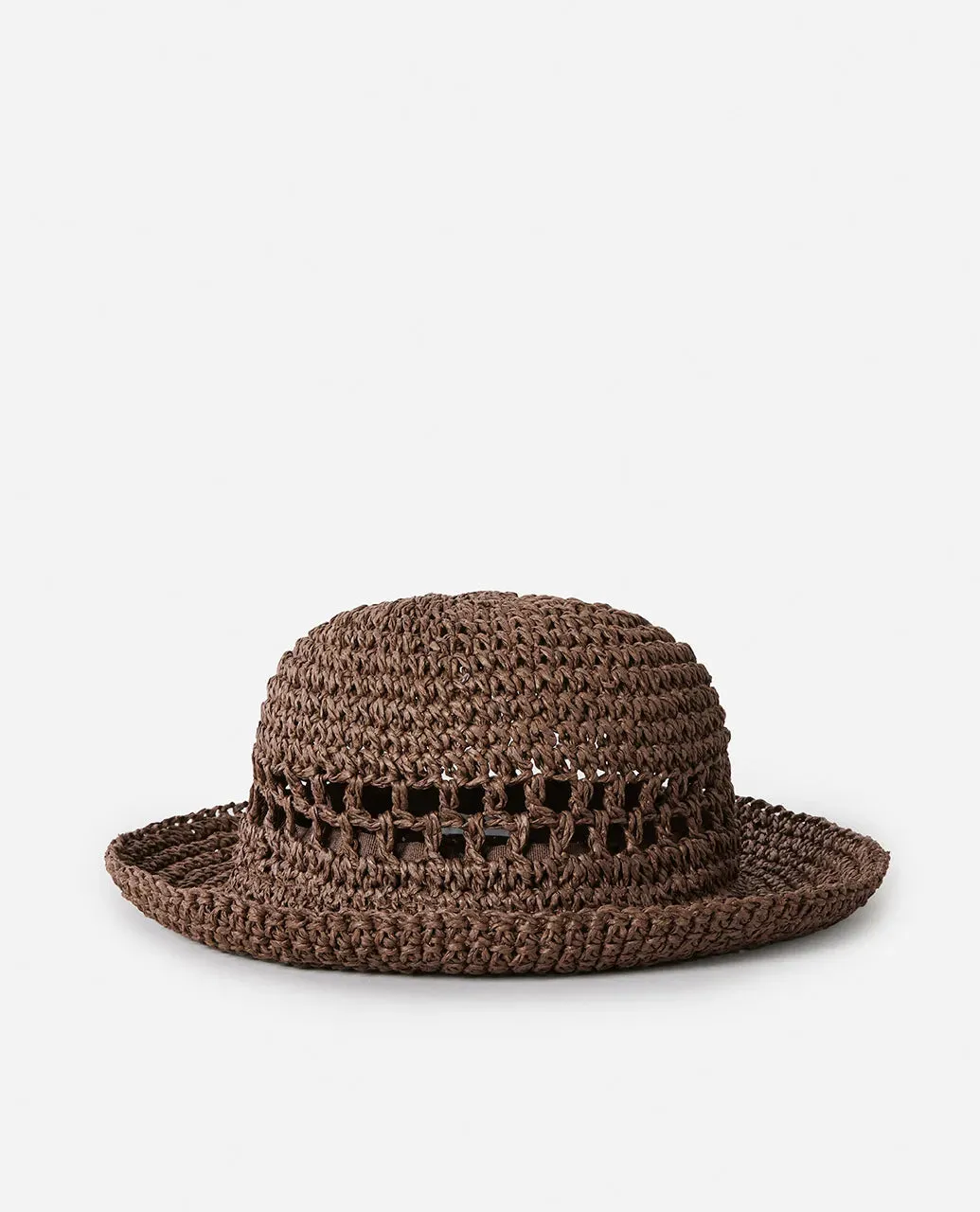 RIPCURL ESSENTIALS CROCHET BUCKET HAT - BROWN