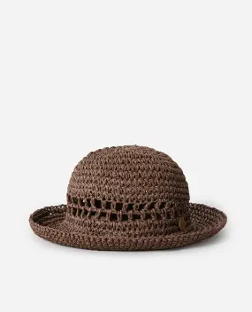 RIPCURL ESSENTIALS CROCHET BUCKET HAT - BROWN