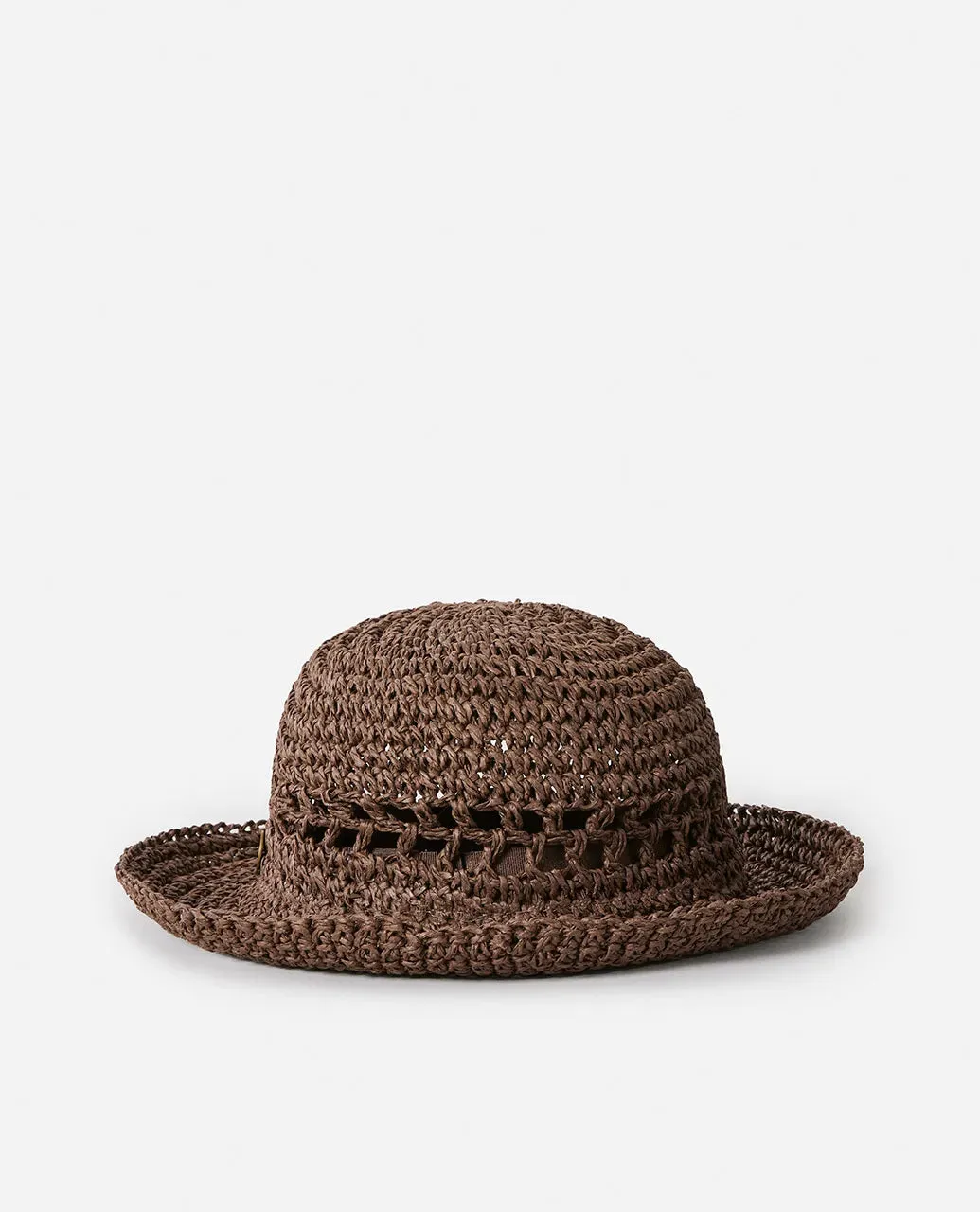 RIPCURL ESSENTIALS CROCHET BUCKET HAT - BROWN