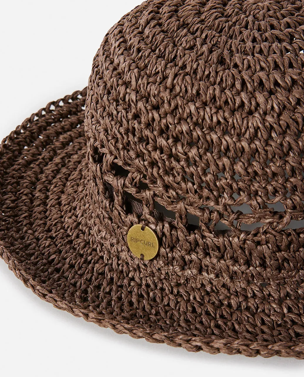 RIPCURL ESSENTIALS CROCHET BUCKET HAT - BROWN