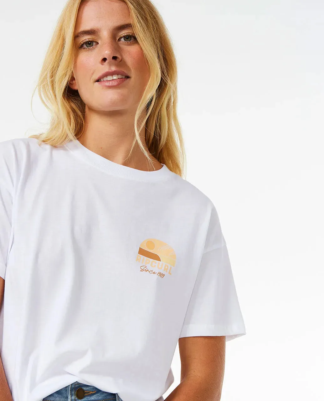 RIPCURL LINE UP RELAXED TEE - WHITE