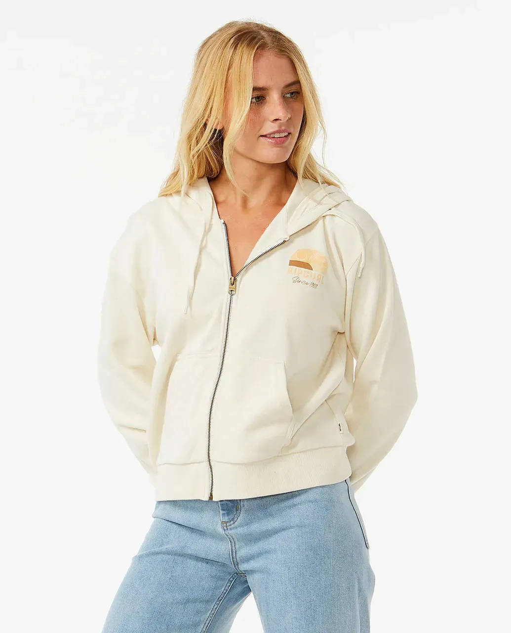 RIPCURL LINE UP RELAXED ZIP HOODY - BONE