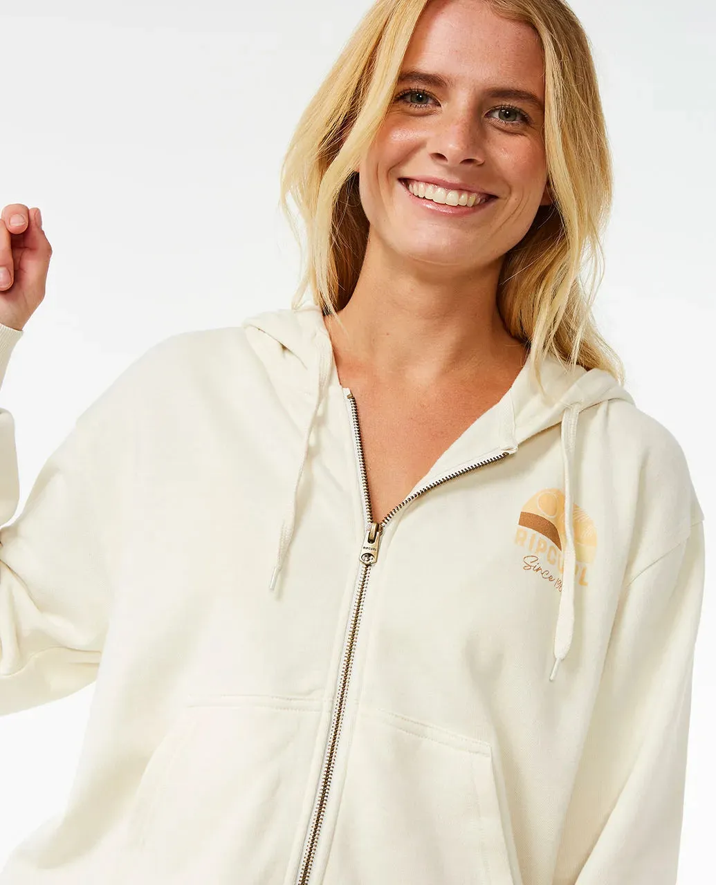 RIPCURL LINE UP RELAXED ZIP HOODY - BONE