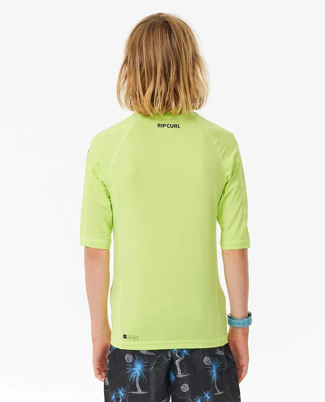 RIPCURL YOUTH BRAND WAVE UPF S/S RASH VEST - LIME