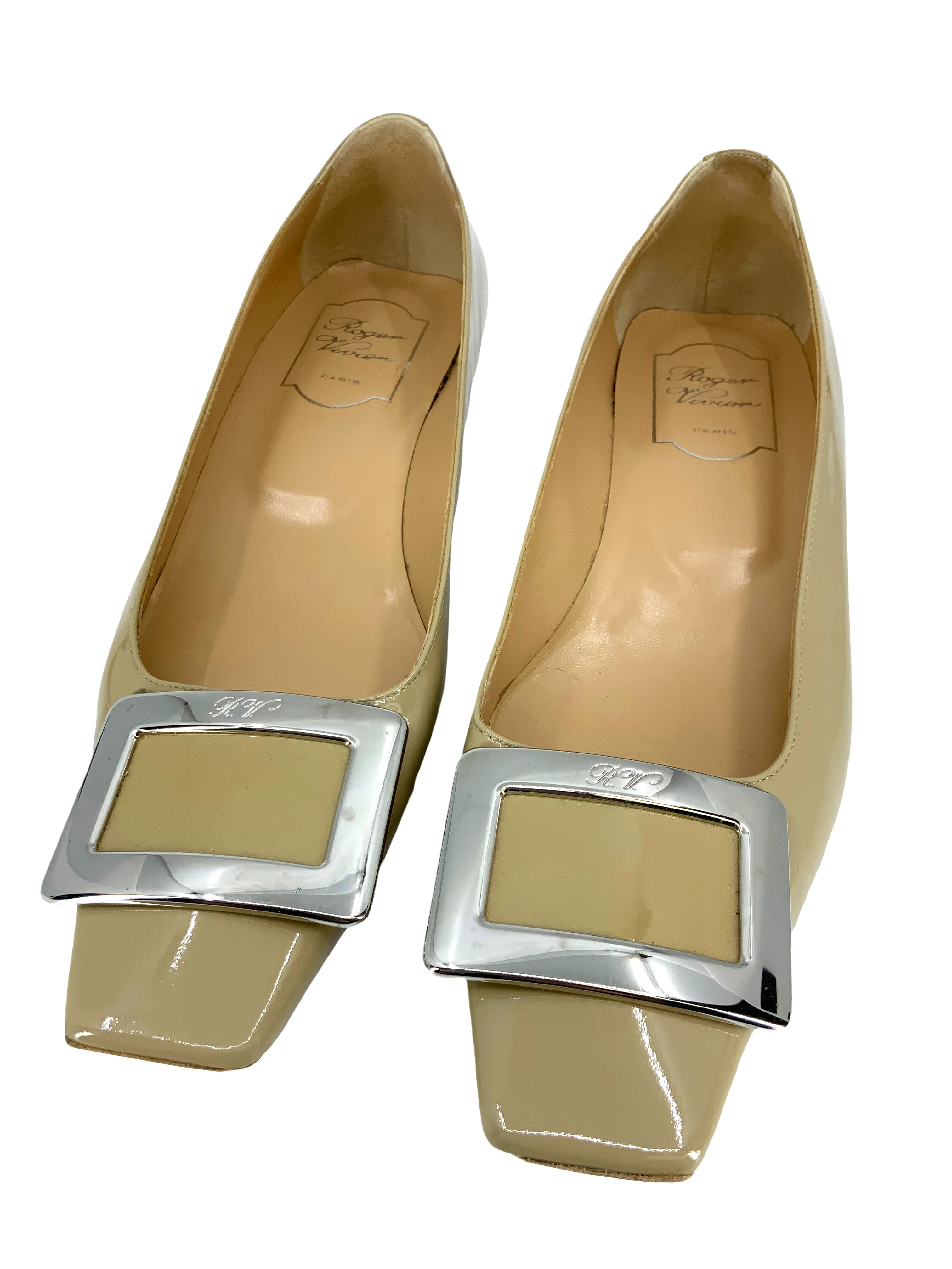 Roger Vivier Belle Vivier Metal Buckle Ballerinas Size 8.5