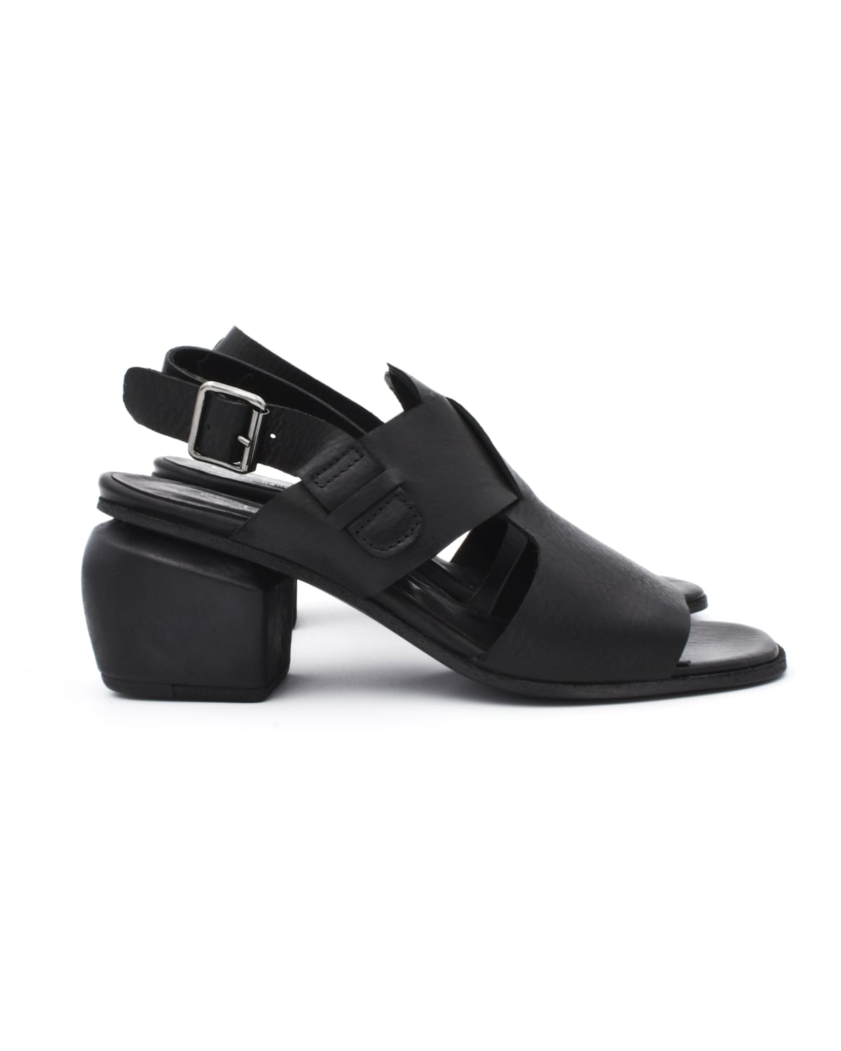 Shoto Block Heel Two Strap Sandal Black