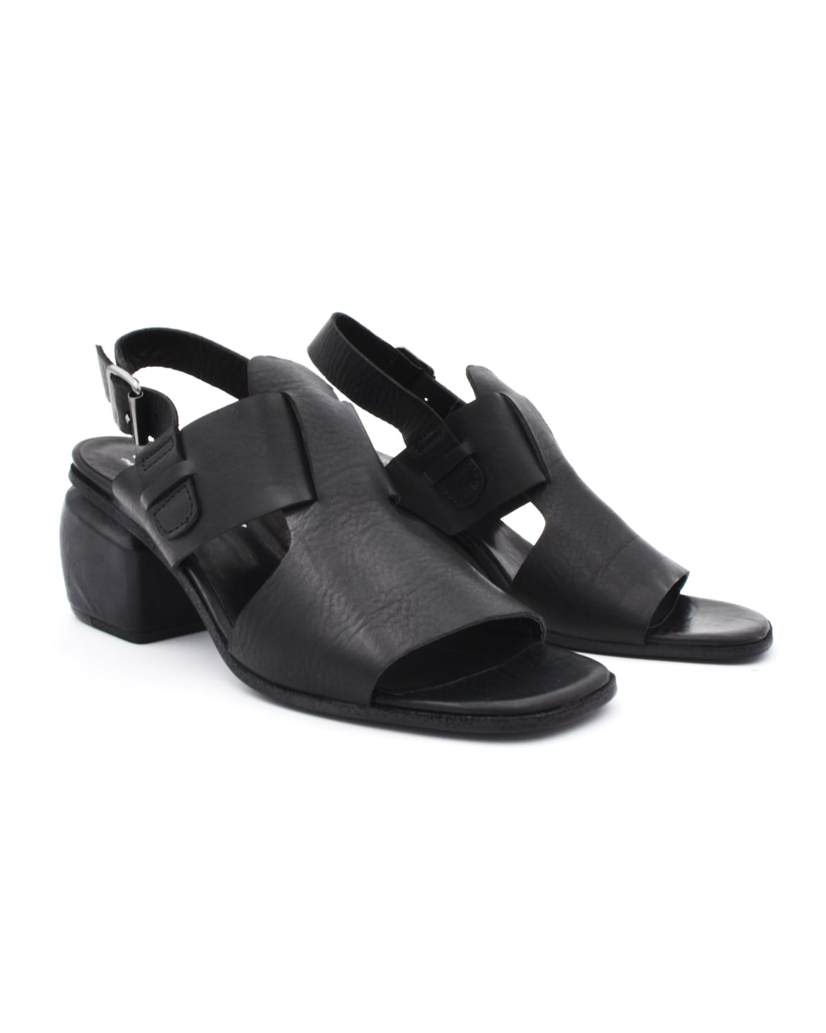 Shoto Block Heel Two Strap Sandal Black