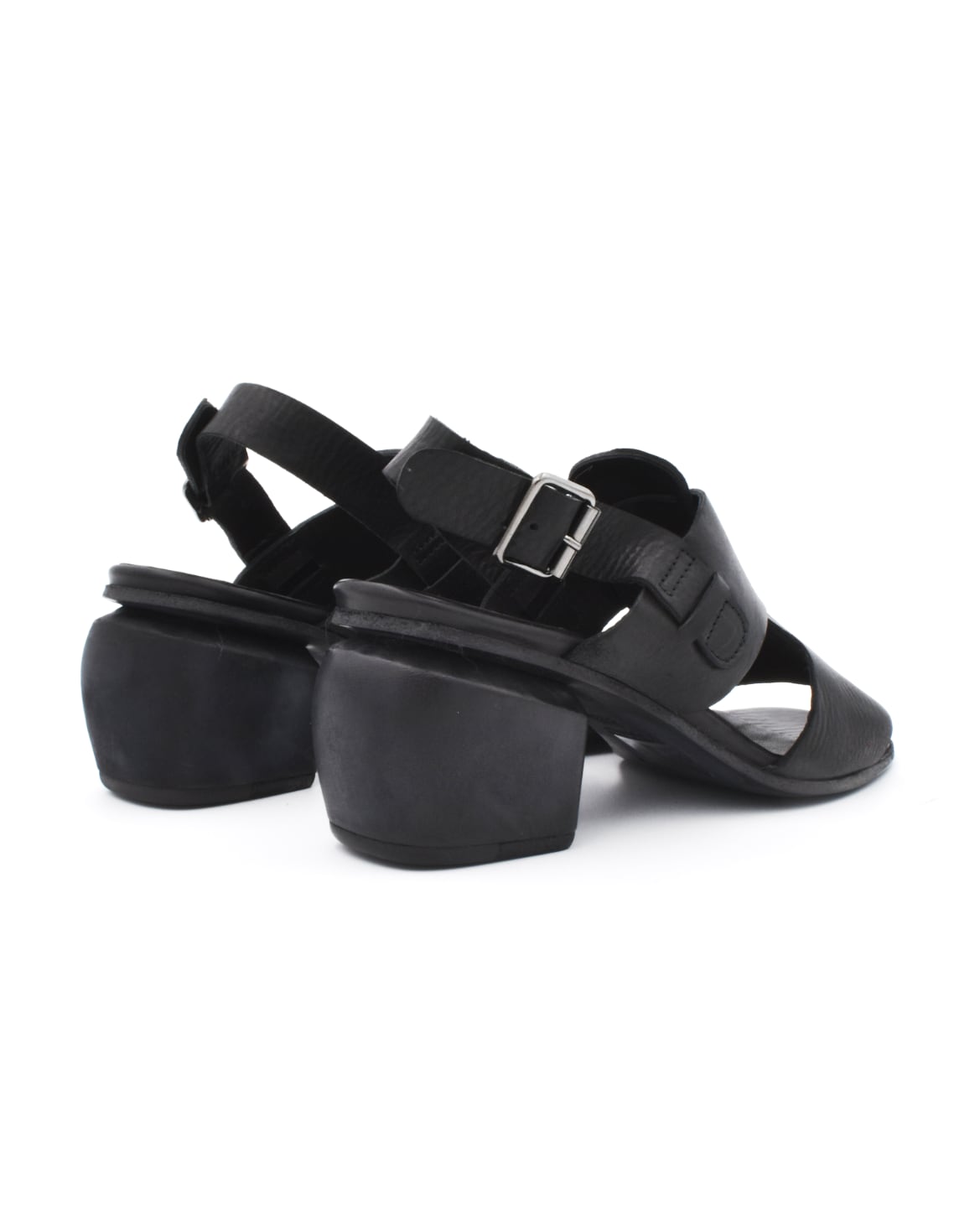 Shoto Block Heel Two Strap Sandal Black