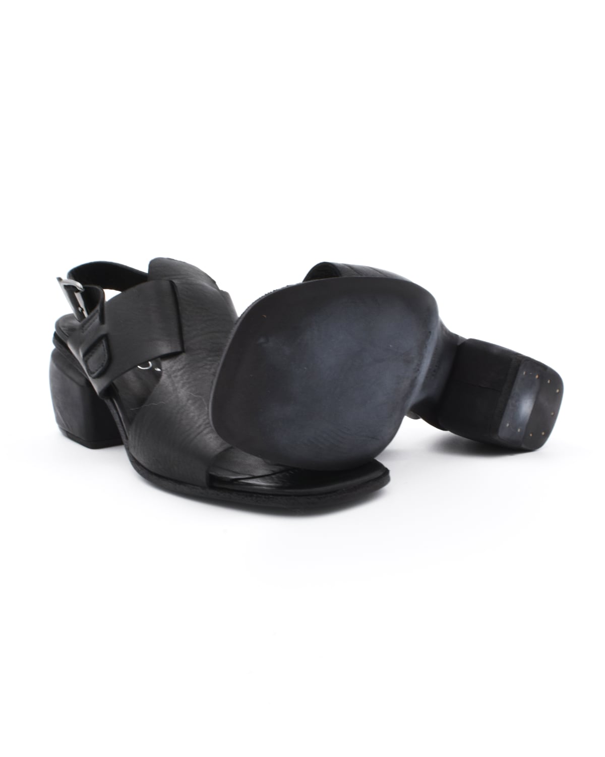 Shoto Block Heel Two Strap Sandal Black