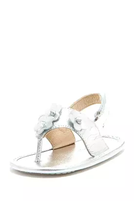 Silver Daisy Applique Sandals