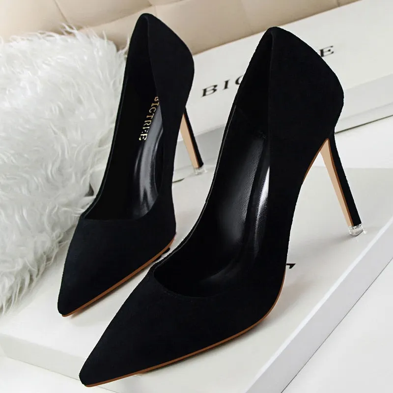 Suede High Heels Stiletto Party Shoes Female Comfort Women Heels