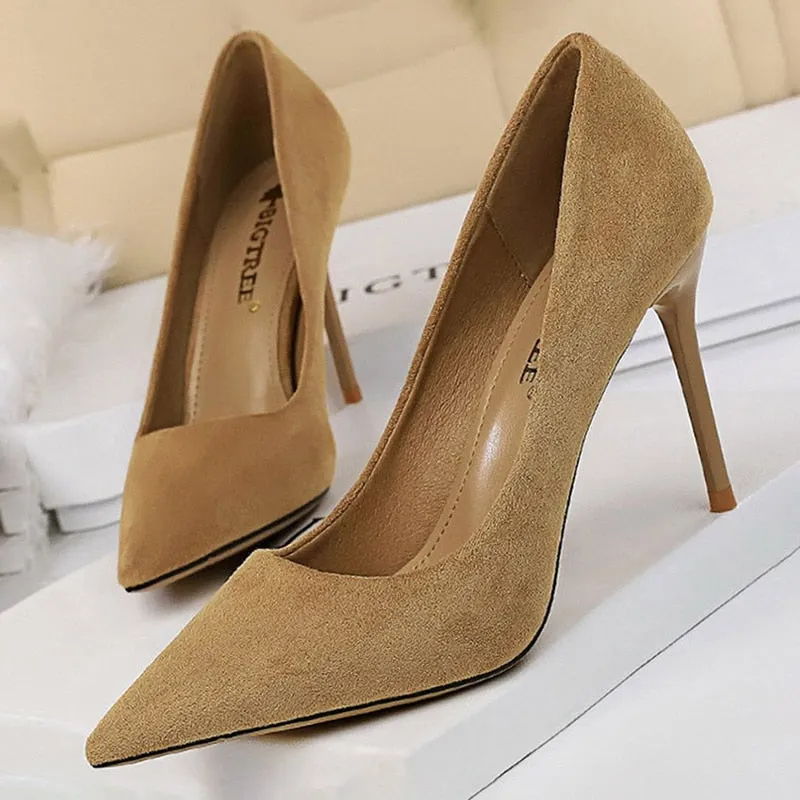 Suede High Heels Stiletto Party Shoes Female Comfort Women Heels