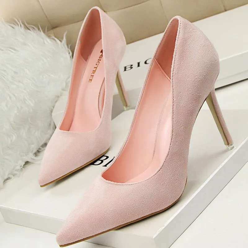 Suede High Heels Stiletto Party Shoes Female Comfort Women Heels