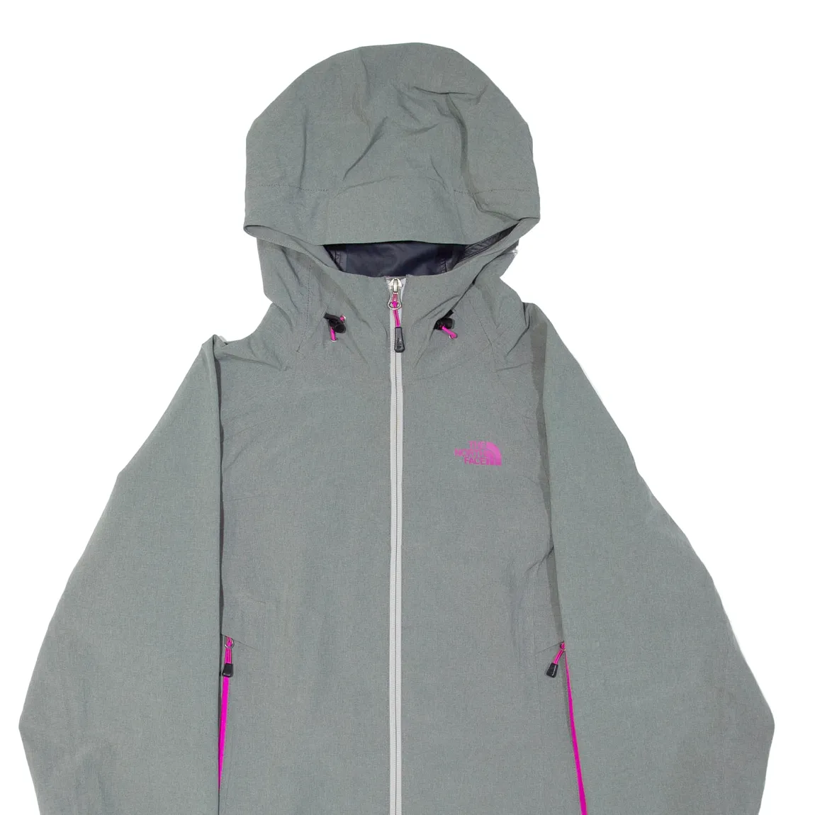 THE NORTH FACE Womens Rain Jacket Grey Nylon Hooded M